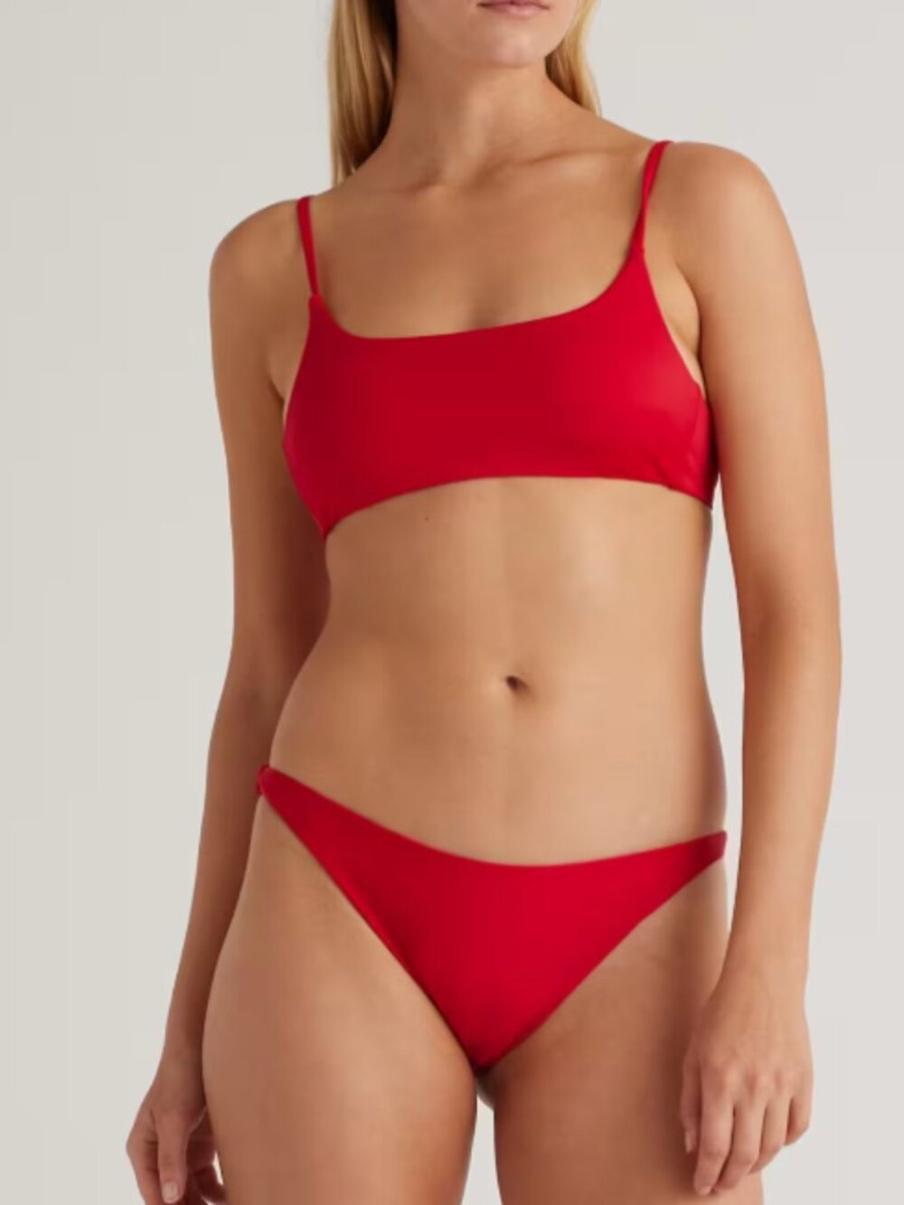 Quince Italian Scoop Neck Bikini Top in Cherry, Size M - NWT